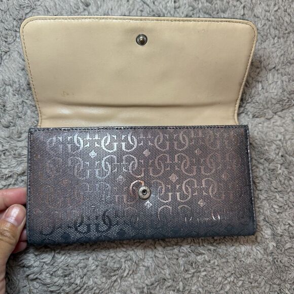 Guess Tri-Fold Faux Leather Wallet Charcoal Gray/Silver Monogram G‎ - Picture 10 of 16